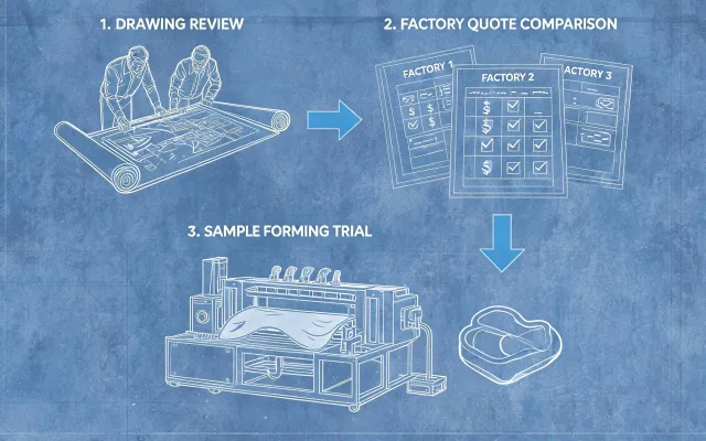Schematic of thermoforming RFQ steps without a street map